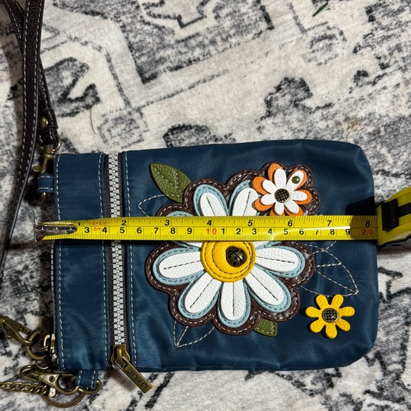 Chala Blue Crossbody Bag with Floral Design - Picture 5 of 8